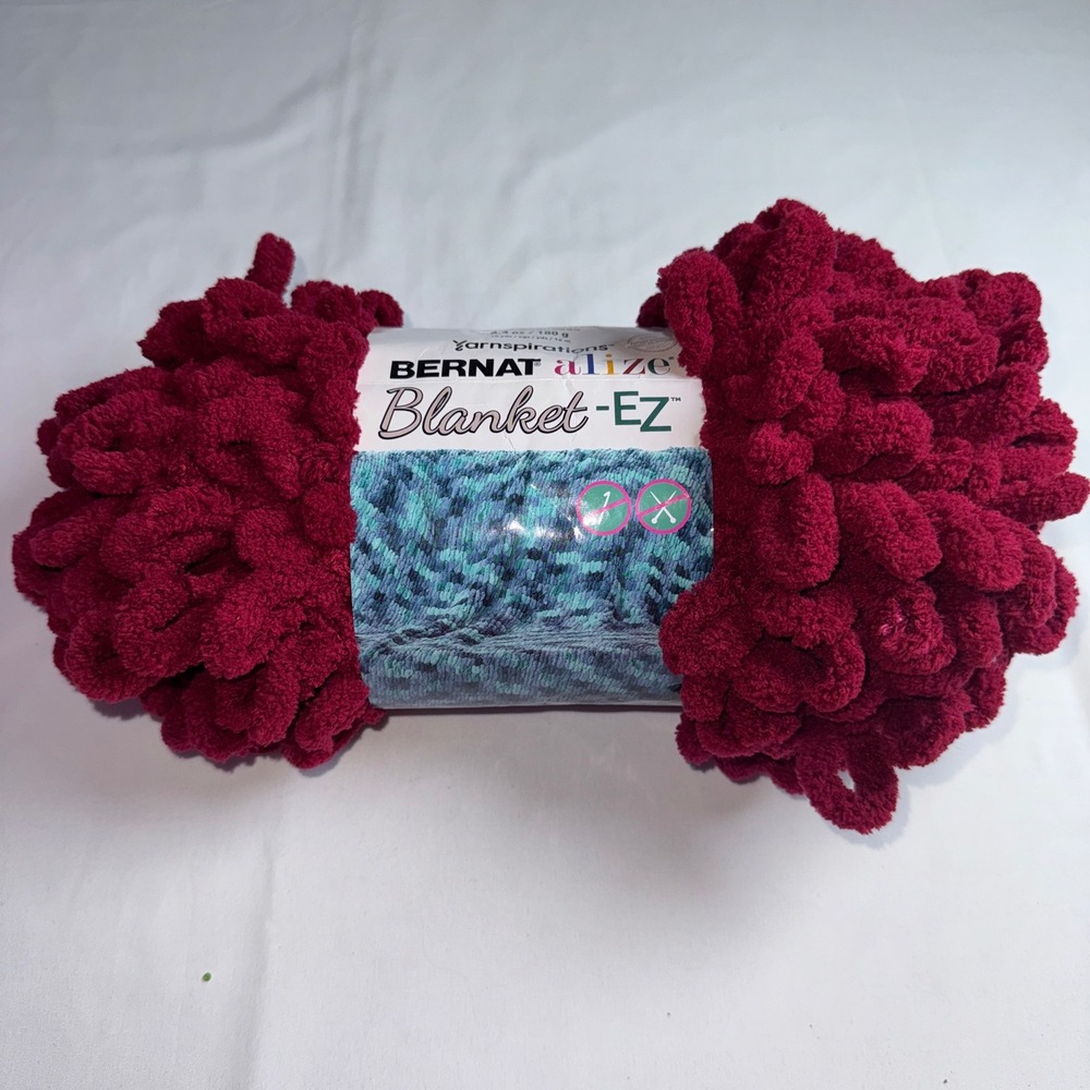 Bernat Alize Blanket-EZ Yarn Burgundy 37017 Jumbo Loop Yarn 6.4oz 18yds